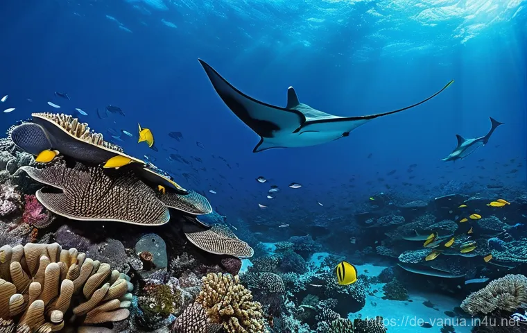 바누아투의 대표적인 어종 - **Peaceful Dugongs in Seagrass Meadows**
    "A serene and tranquil underwater scene capturing a gen...